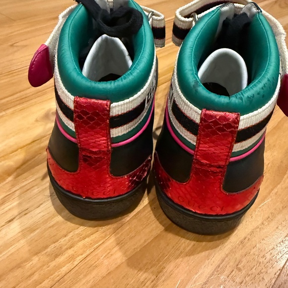GUCCI High top men\'s ACE HIGH black green red shoe - Preowned main image 5